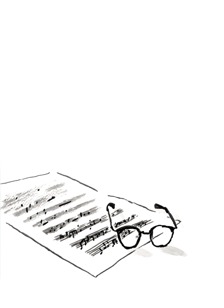 sheet music & glasses